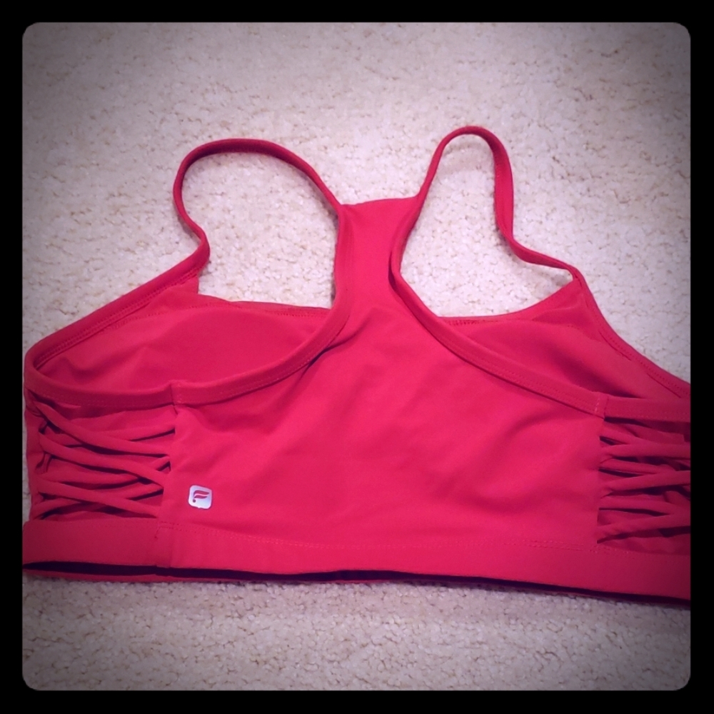 Red sports bra